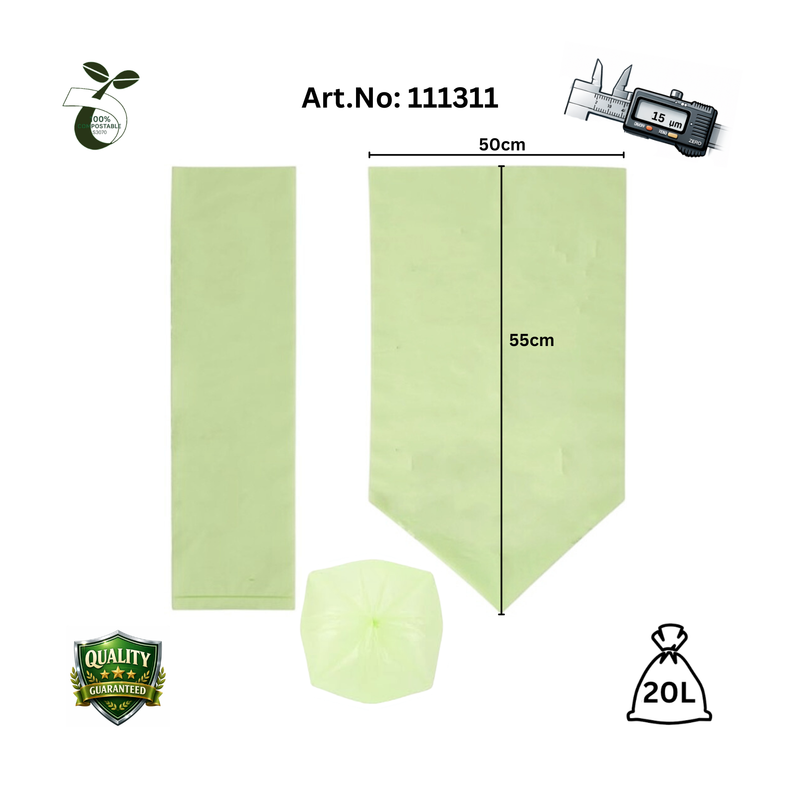 Kompostierbarer Beutel / Kompostierbarer Beutel, 20 l, Qualität garantiert, 0,072 €/Stück, 3,59 €/Rolle