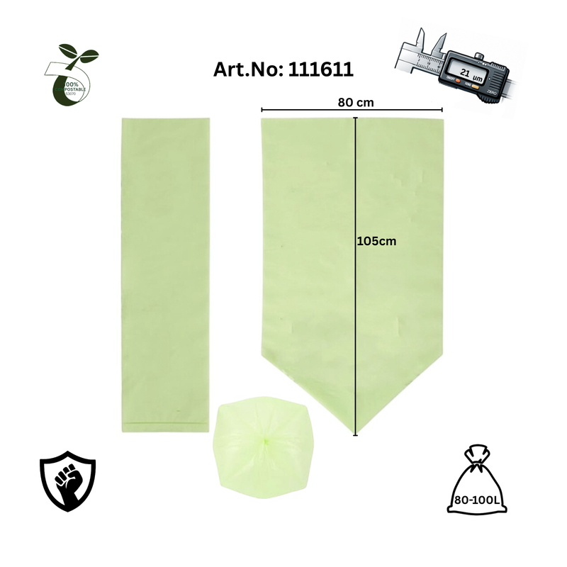 Kompostierbarer Beutel / Kompostierbarer Beutel, 80L-100L, Extra Strong, 0,0299€/Stk, 2,99€/Rolle
