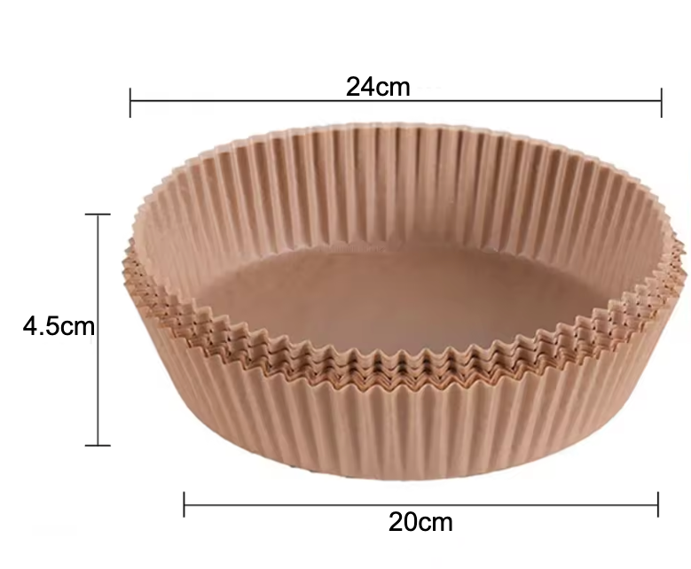 Air Fryer paper, 20cm, round, family pack, 100pcs, BPA free, PFAS free, unbleached, extra Strong in grease proof