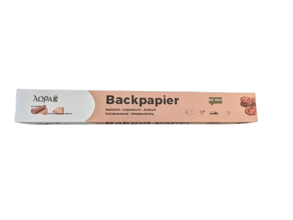 Baking paper in roll, 8m*38cm, BPA free, PFAS free, Unbleached,40g/m2, anti slip surface on both sides