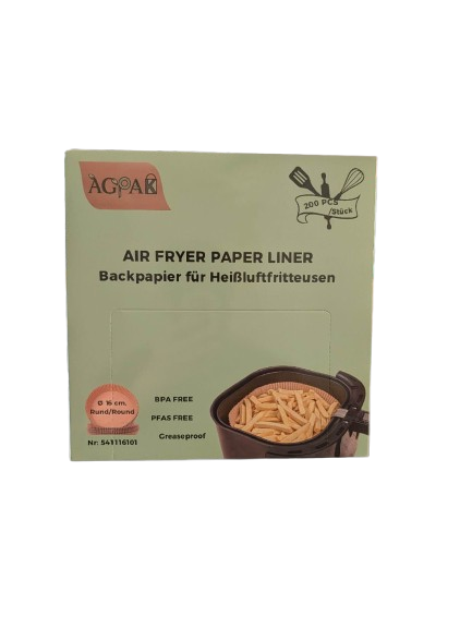 Air Fryer paper, 16cm, round, family pack, 200pcs, BPA free, PFAS free, unbleached
