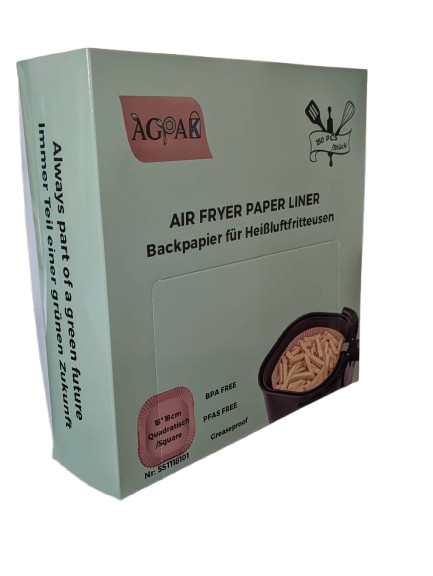 Air Fryer paper, 18cm, square, family pack, 150pcs, BPA free, PFAS free, Unbleached