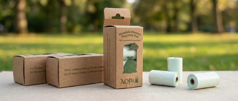 Compostable Dog poop bag / Bio Hundekotbeutel-8 rolls, 15 bags/roll,  0.039€/pc, 4.72€/pack