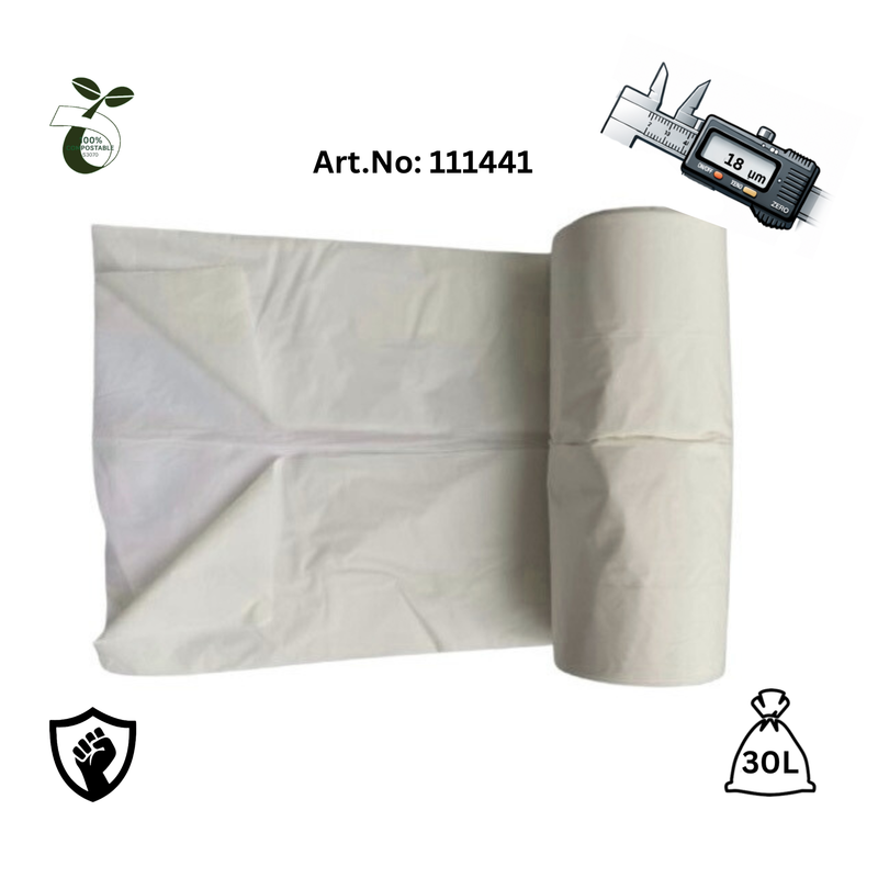 Kompostierbarer Beutel / Kompostierbarer Beutel, 30L, 0,12€/Stk, 2,99€/Rolle