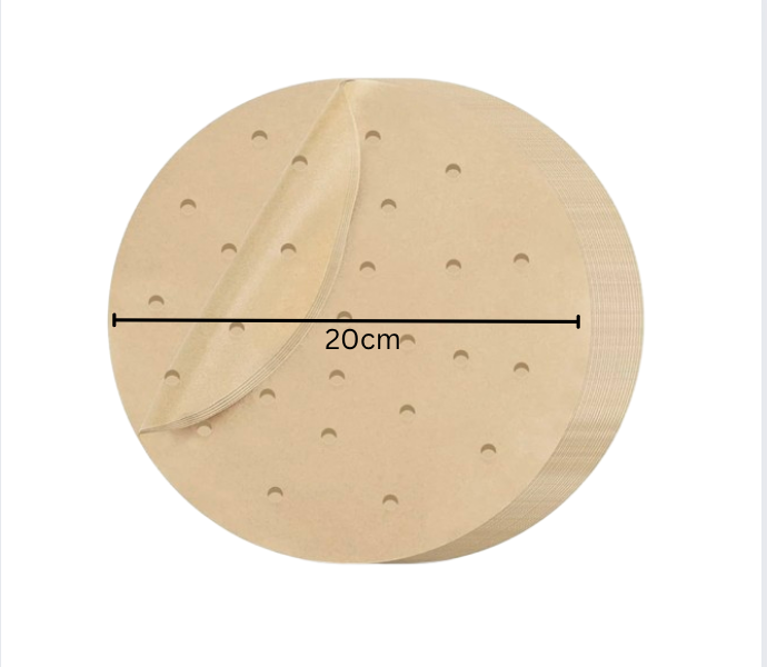 Air Fryer Baking Paper, Barbeque Paper, Steamer, Round 20cm , Pack of 100 Sheets,  Non-Stick,  Perforated, Compatible with Most AIR FRYER BRANDS in the European Market