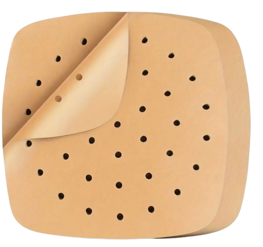 Air Fryer Baking Paper, Barbeque Paper, Steamer, Square 16*16cm , Pack of 200 Sheets,  Non-Stick,  Perforated, Compatible with Most AIR FRYER BRANDS in the European Market