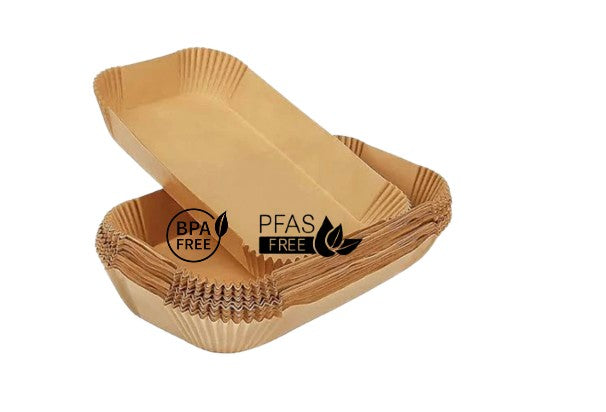Air Fryer paper, 21*14cm, rectangular, family pack, 100pcs, BPA free, PFAS free, Unbleached, Strong in grease proof